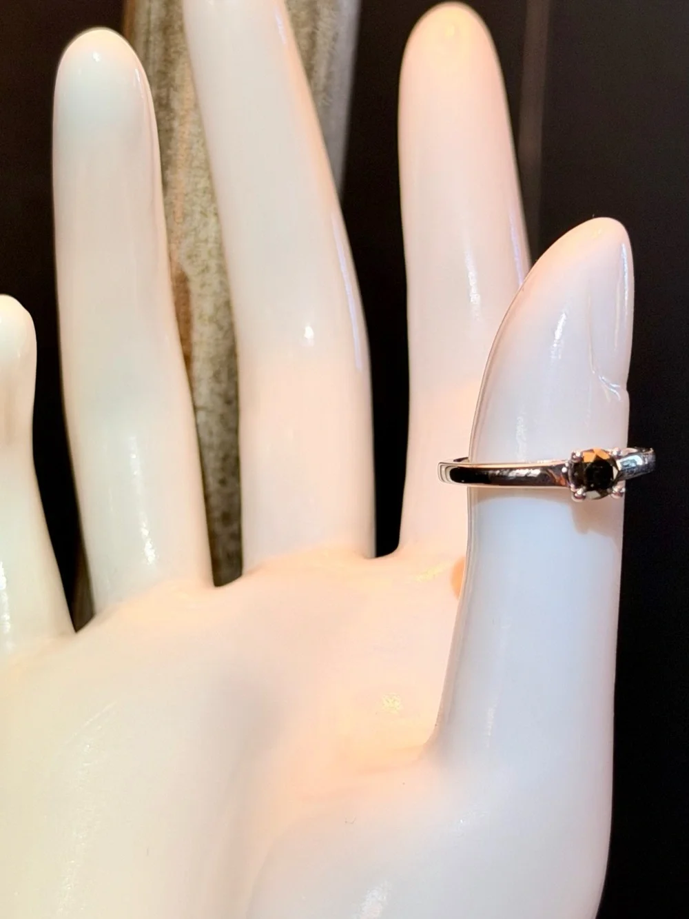 0.50 CTW Black Diamond Solitaire Ring Rhodium Over 925 Sterling Silver Sz 7